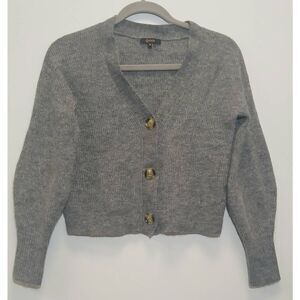 Quince womens small baby alpaca sweater boxy cropped gray cardigan